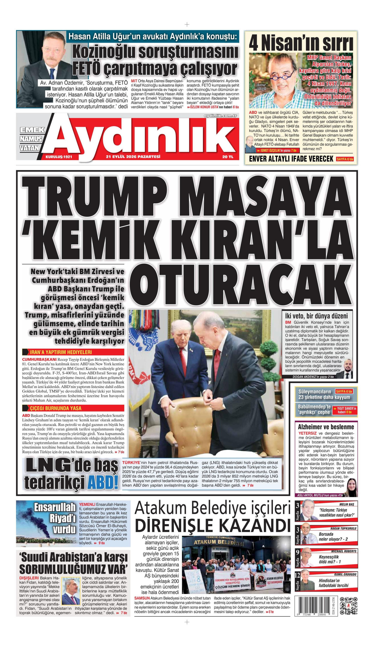 Aydınlık Gazetesi Gazetesi gazetesi manşeti
