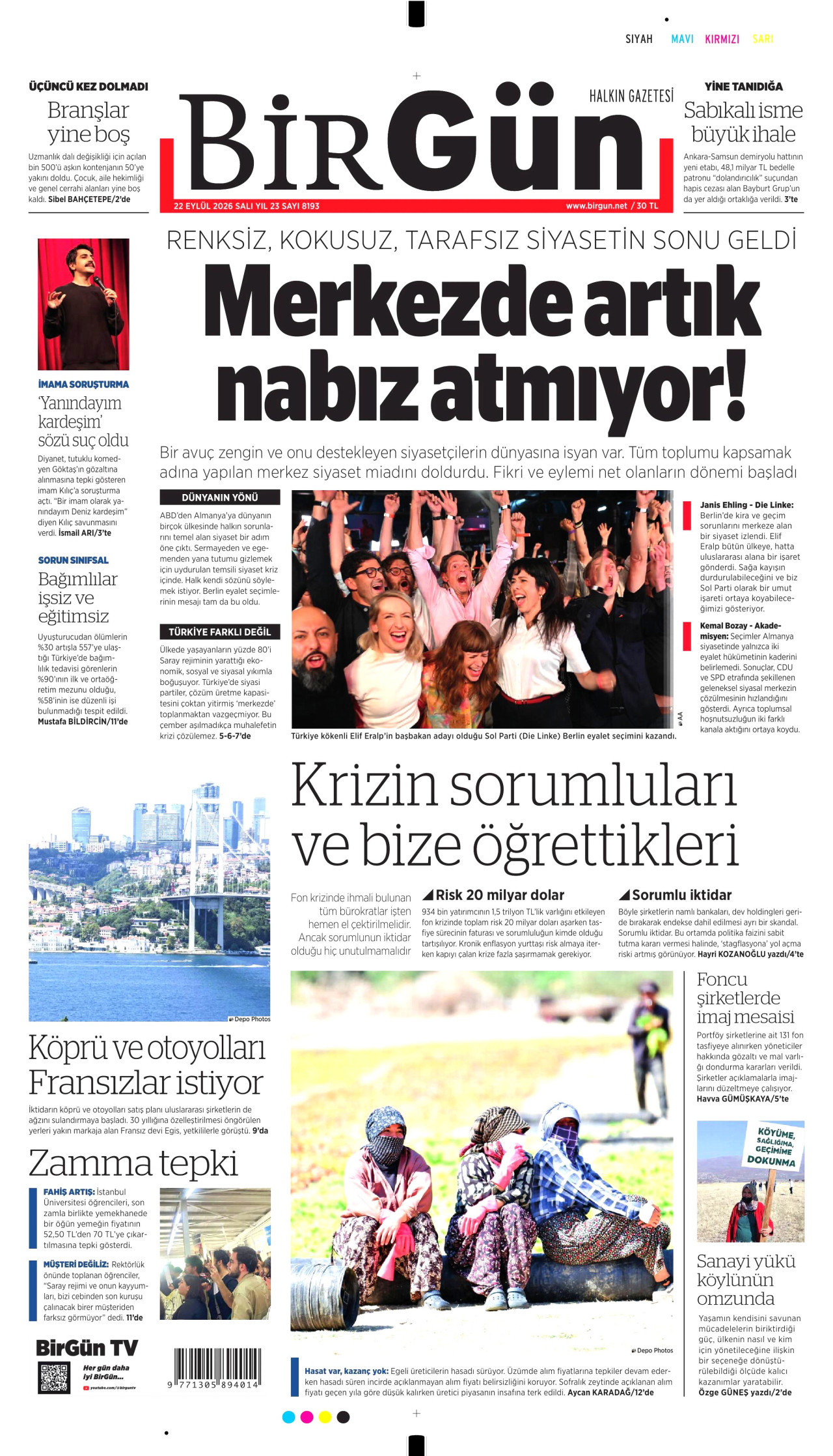 BirGün Gazetesi gazetesi manşeti
