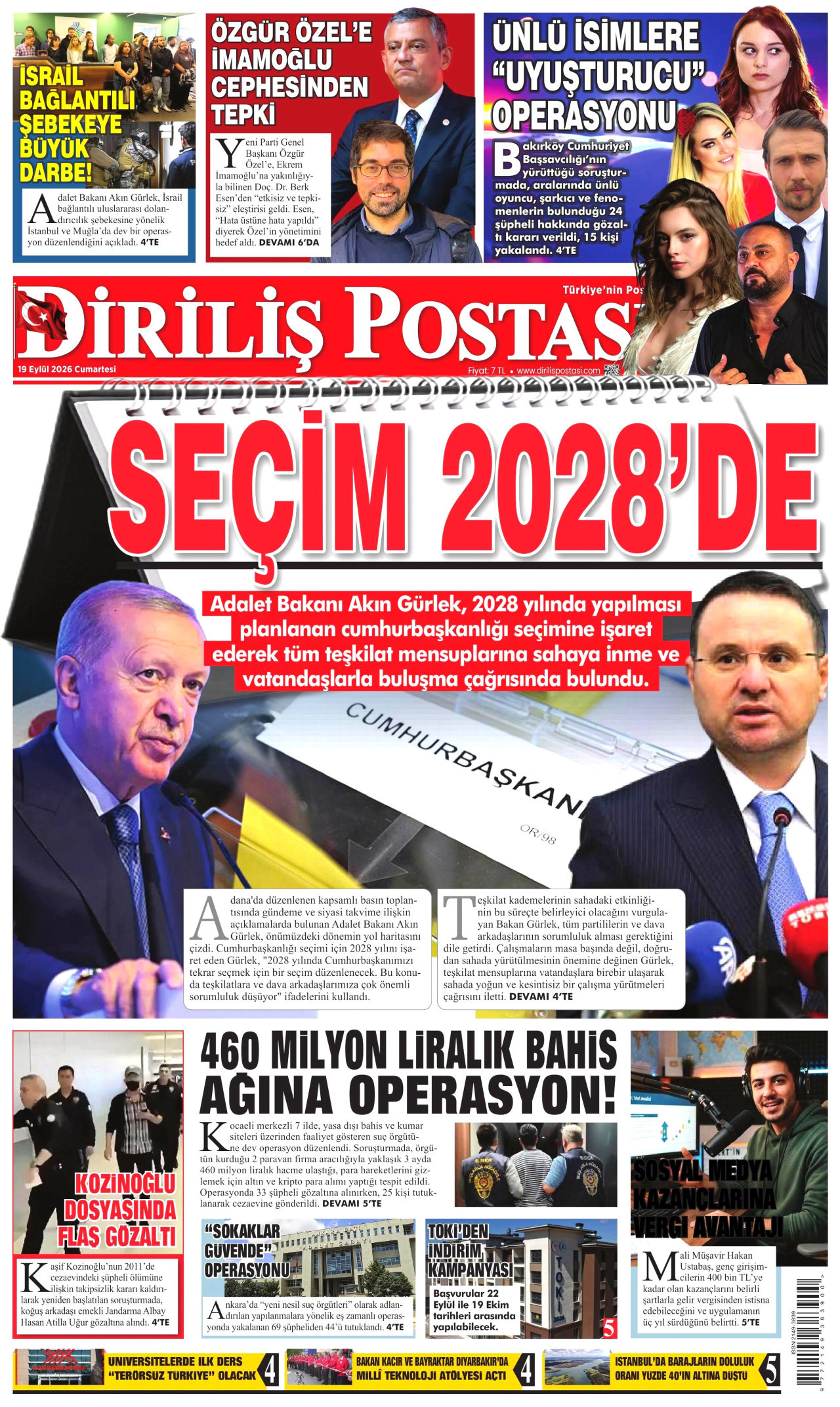 Diriliş Postası Gazetesi gazetesi manşeti