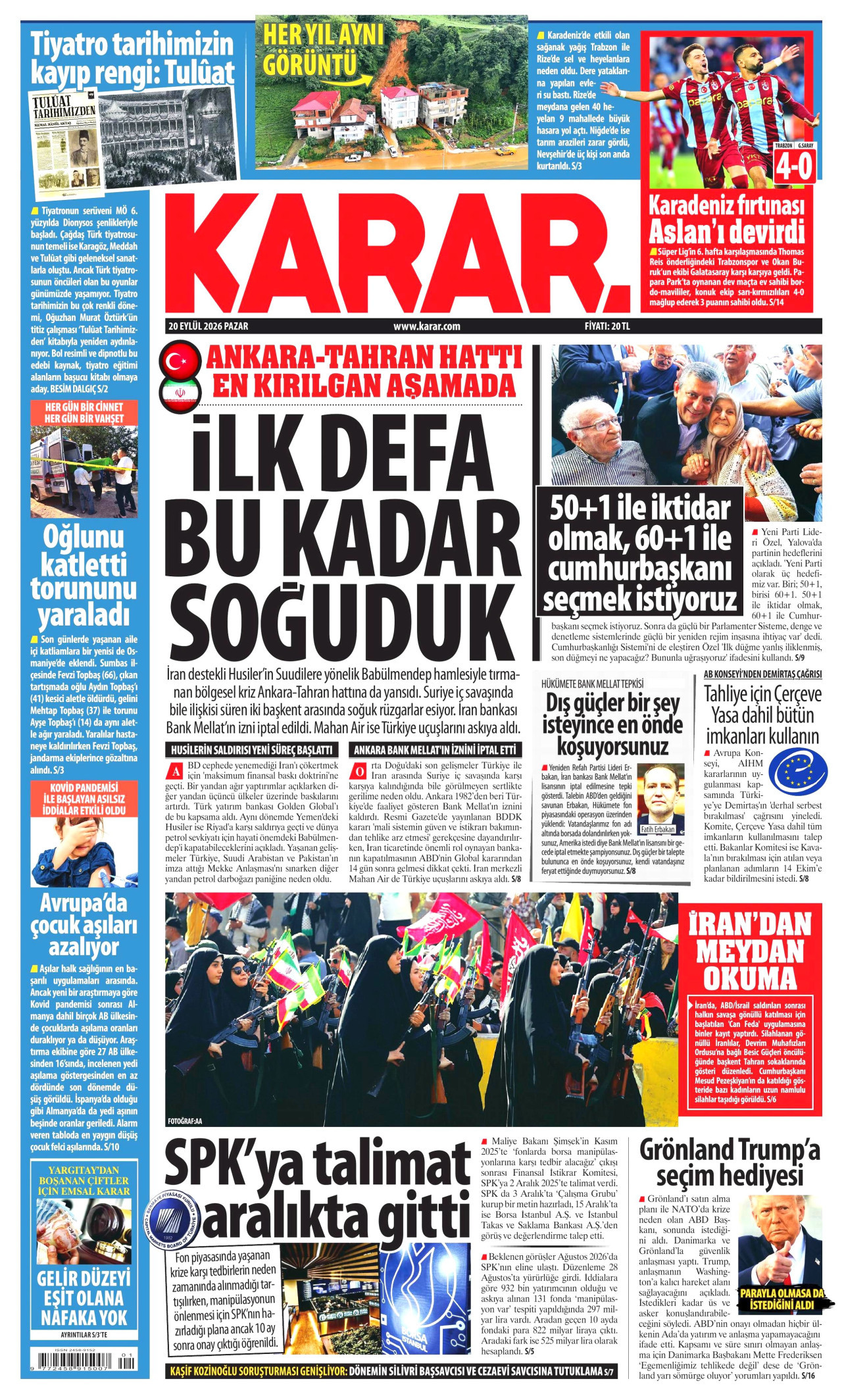Karar Gazetesi gazetesi manşeti