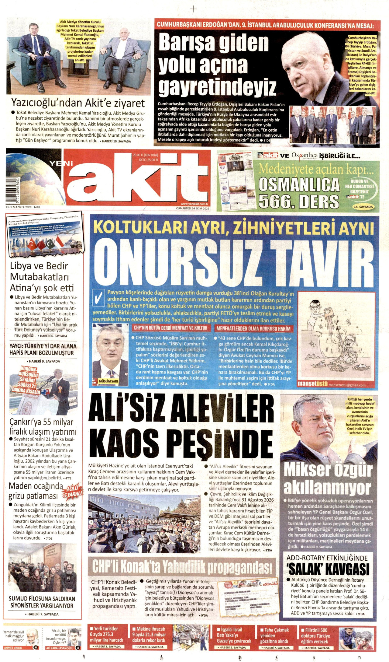 Yeni Akit Gazetesi gazetesi manşeti
